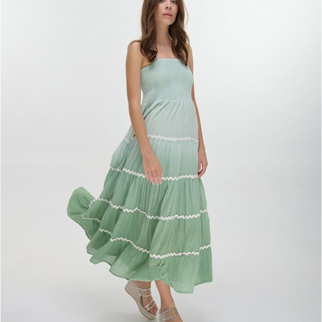 1BE0527-088 (Defect) 希臘度假風衫 Long Sleeveless Dress in Mint/Green Color One Size #5-41-089-0186 (C-EU-E)