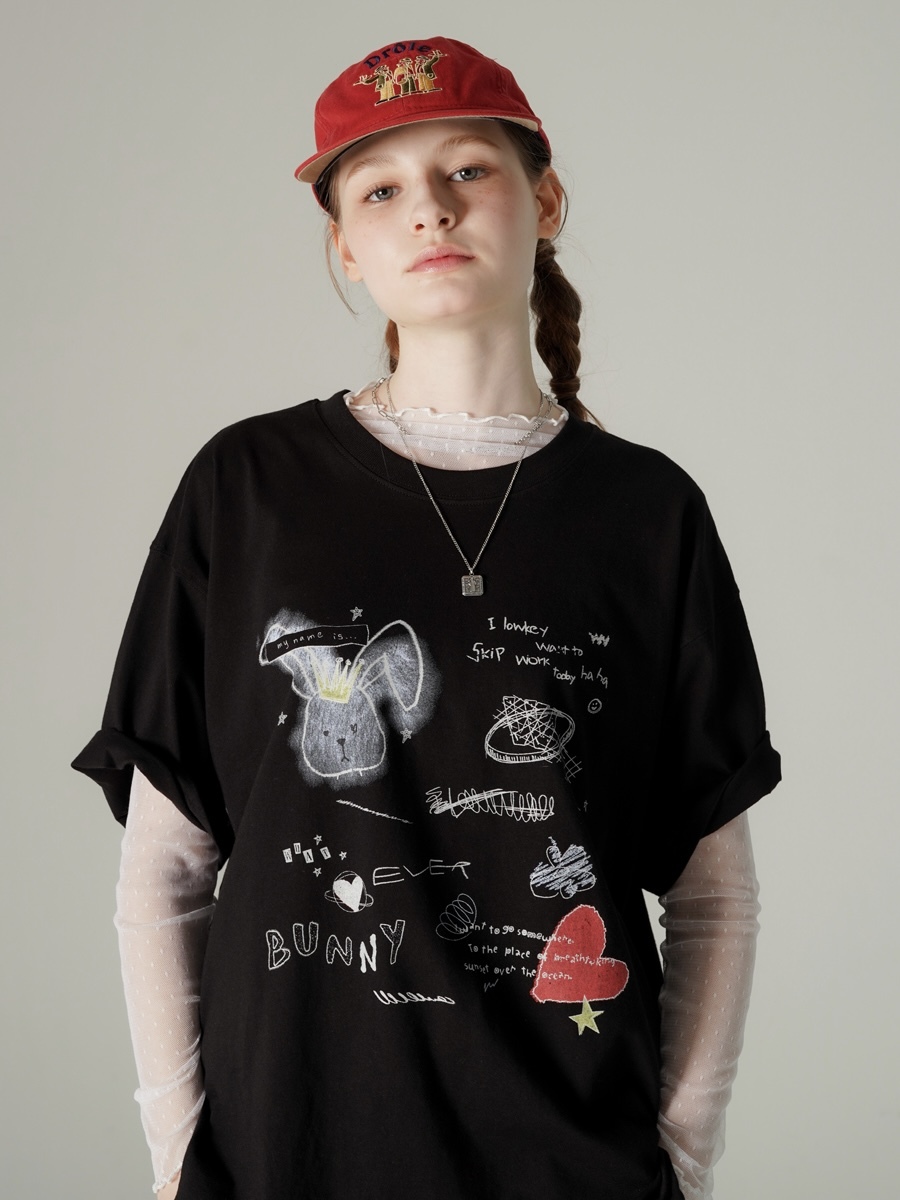 <預購> 韓國WV PROJECT 療癒系塗鴉高磅純棉短T