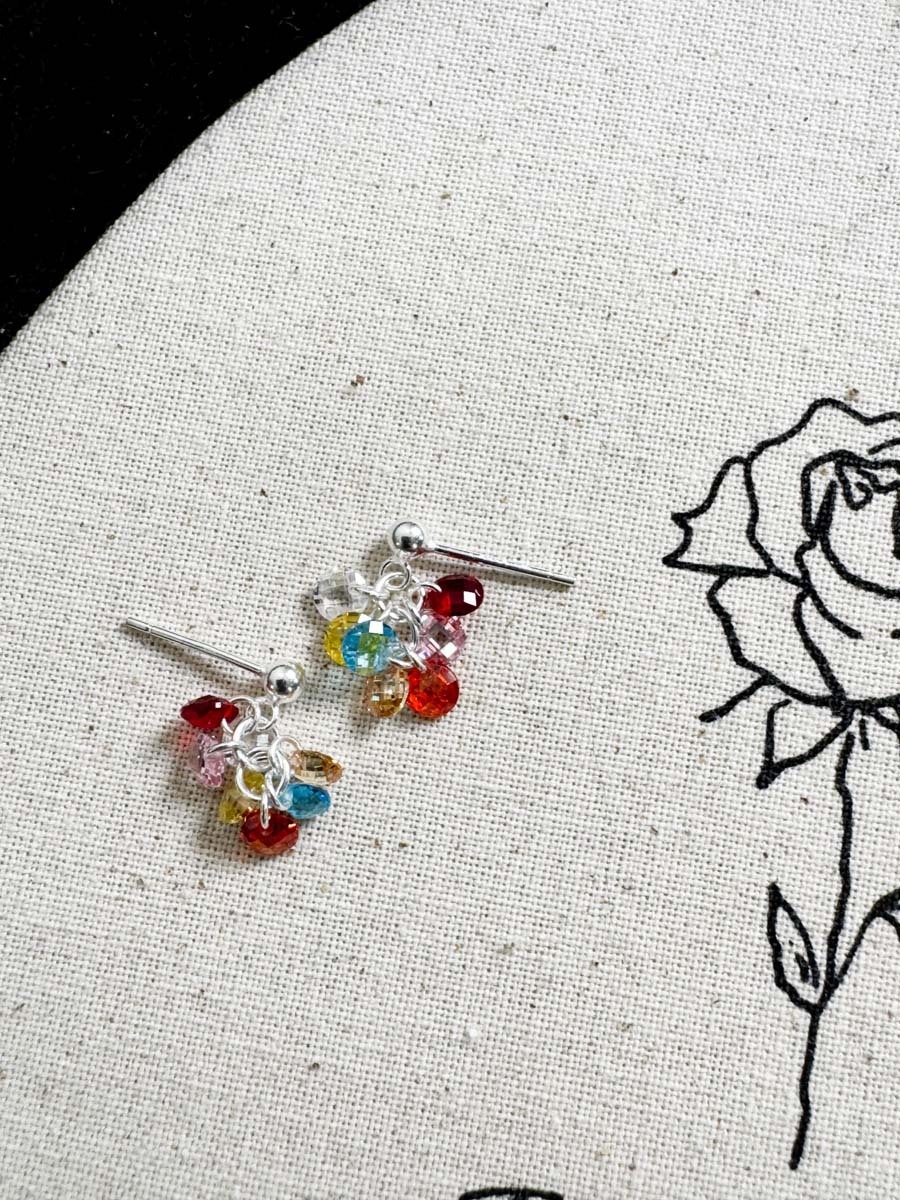 【SALE SALE SALE🔥】 彩色"小提子 925純銀耳環 【不設退換】