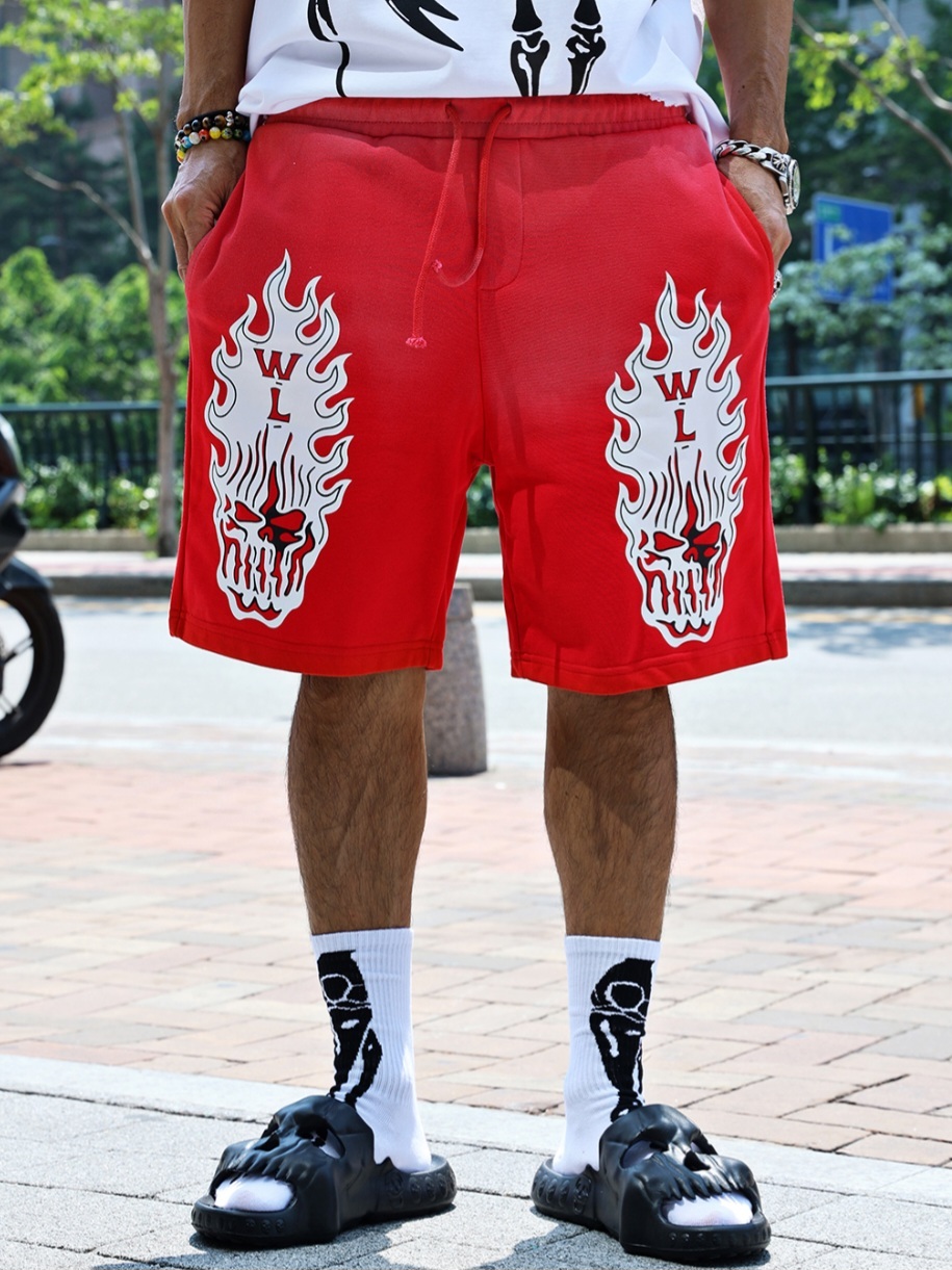 火焰骷髏水洗短褲