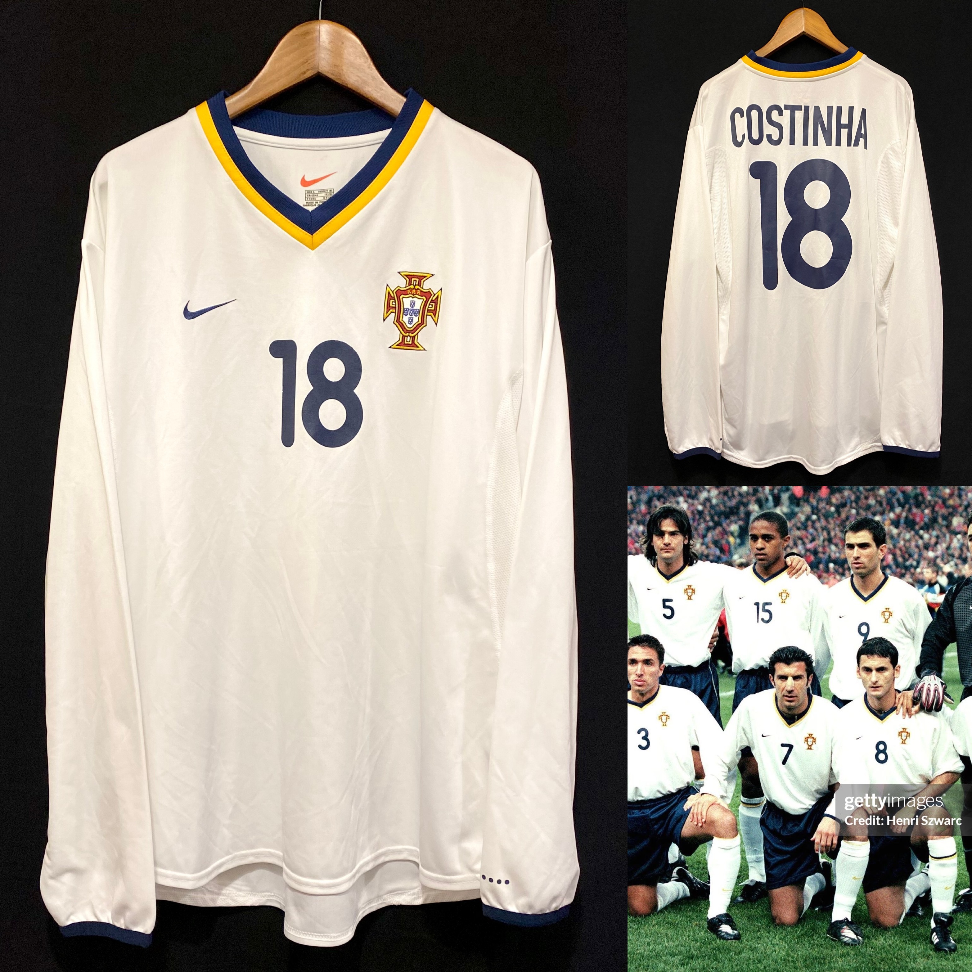 (更衣室版) 葡萄牙 2000-2002 Nike 作客長袖更衣室球員版球衣 #18 COSTINHA