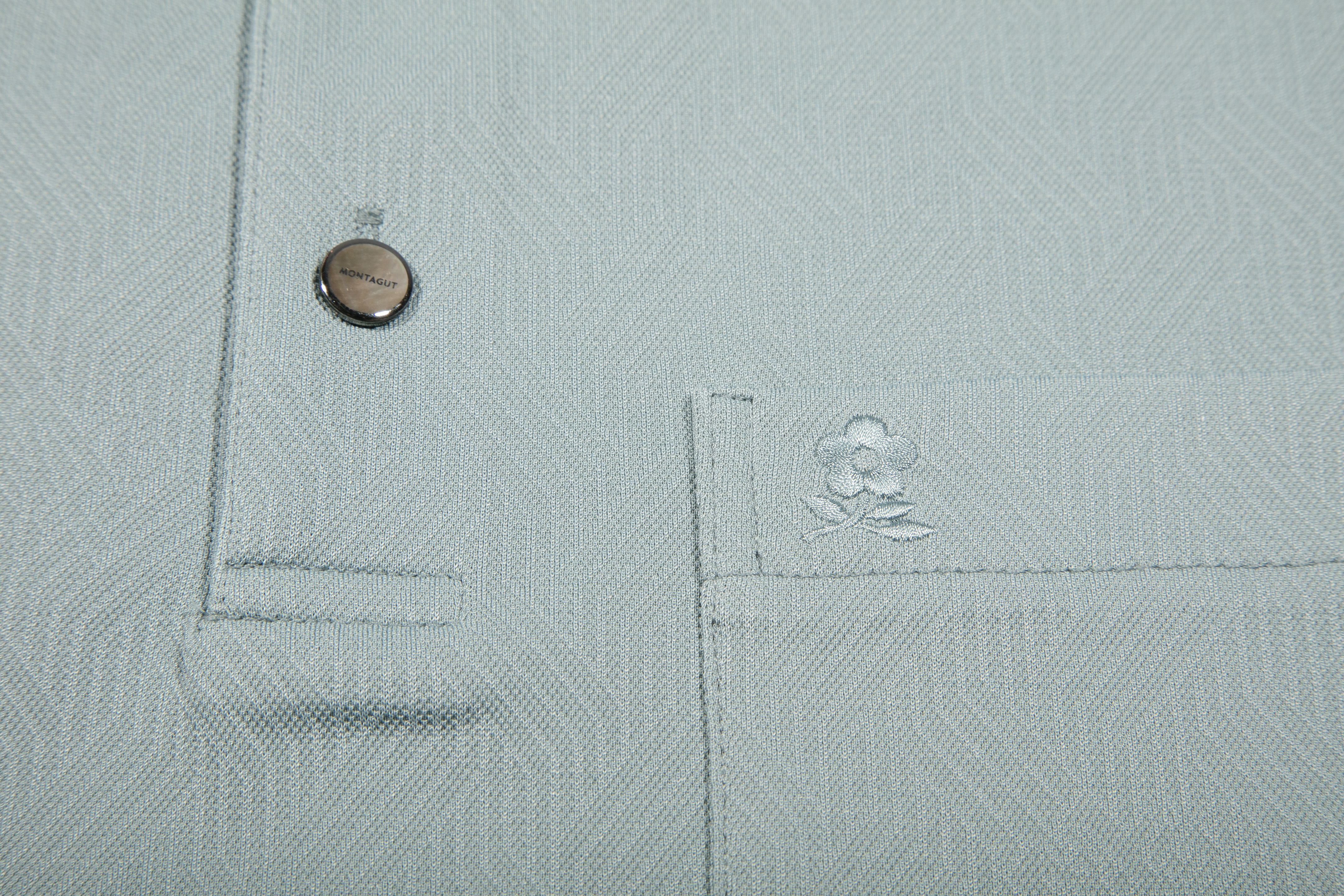 Montagut - 男士提花Logo口袋短袖翻領Polo