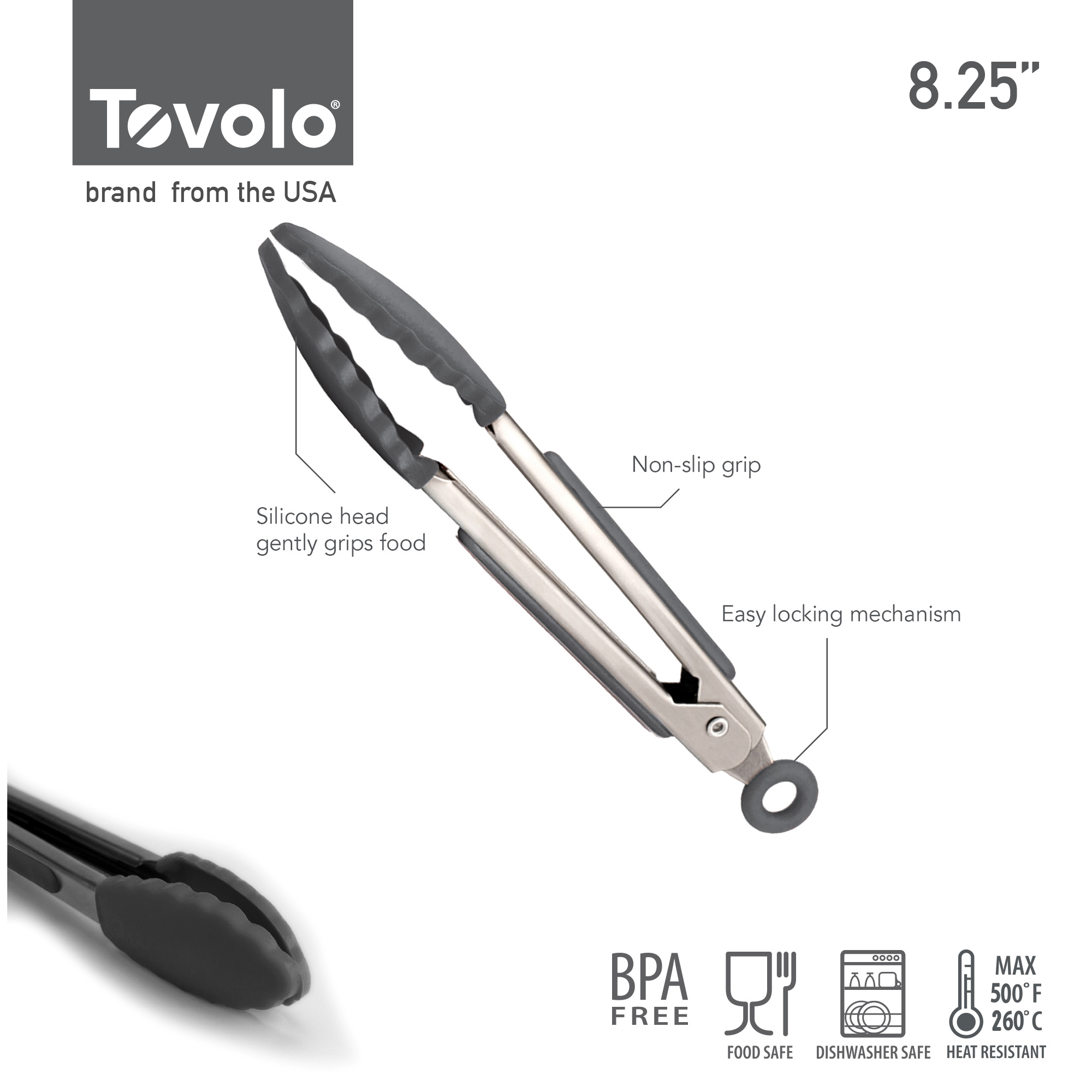 TOVOLO 迷你矽膠食物鉗  (8.25吋)