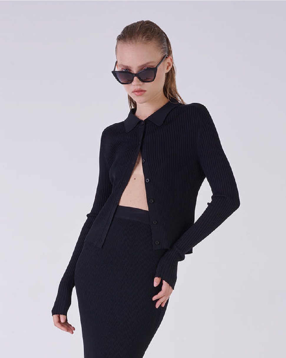 【Silvian Heach】坑條襯衫領針織