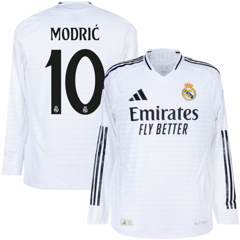 2024 Real Madrid Authentic L/S Home Shirt with 10 MODRIC (UEFA)