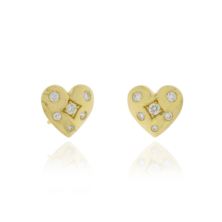 繁星系列 | 鑽石心形耳環