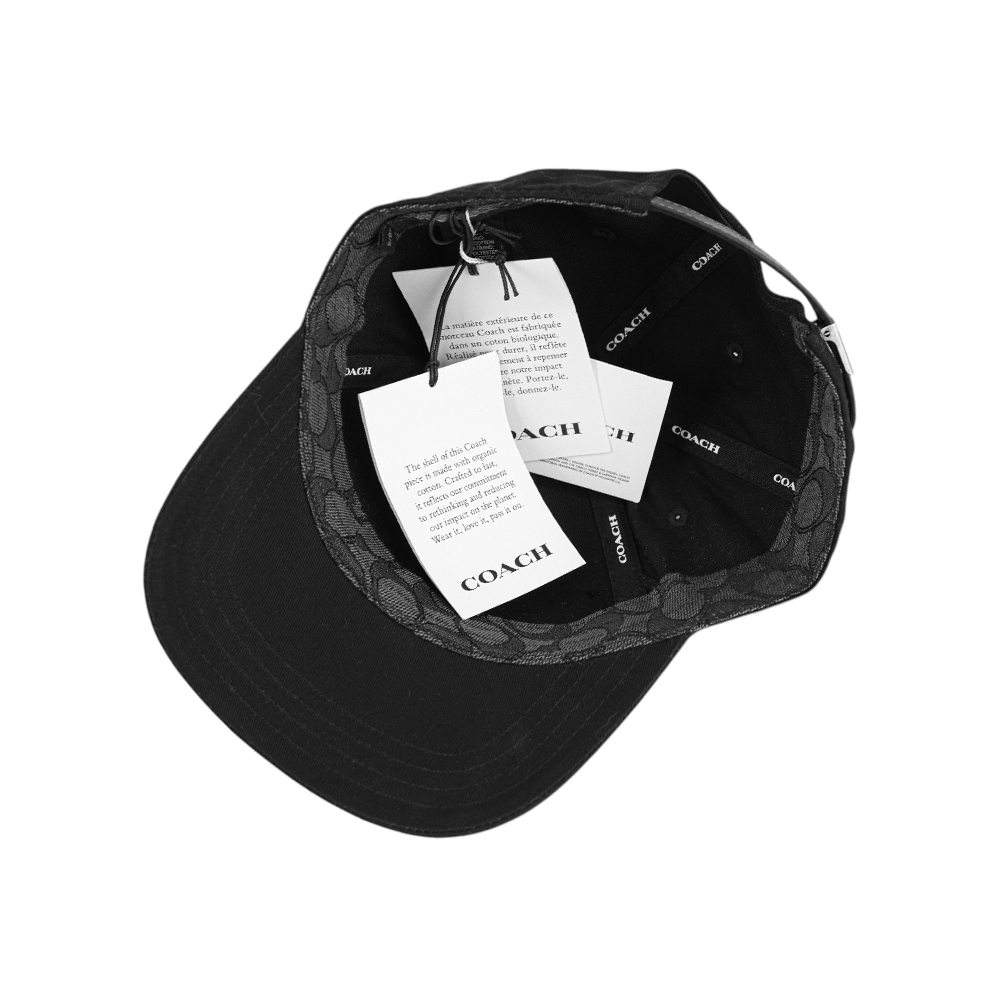 【COACH】刺繡標誌棉質棒球帽 XS-S / M-L (黑色) CAA64 BLK
