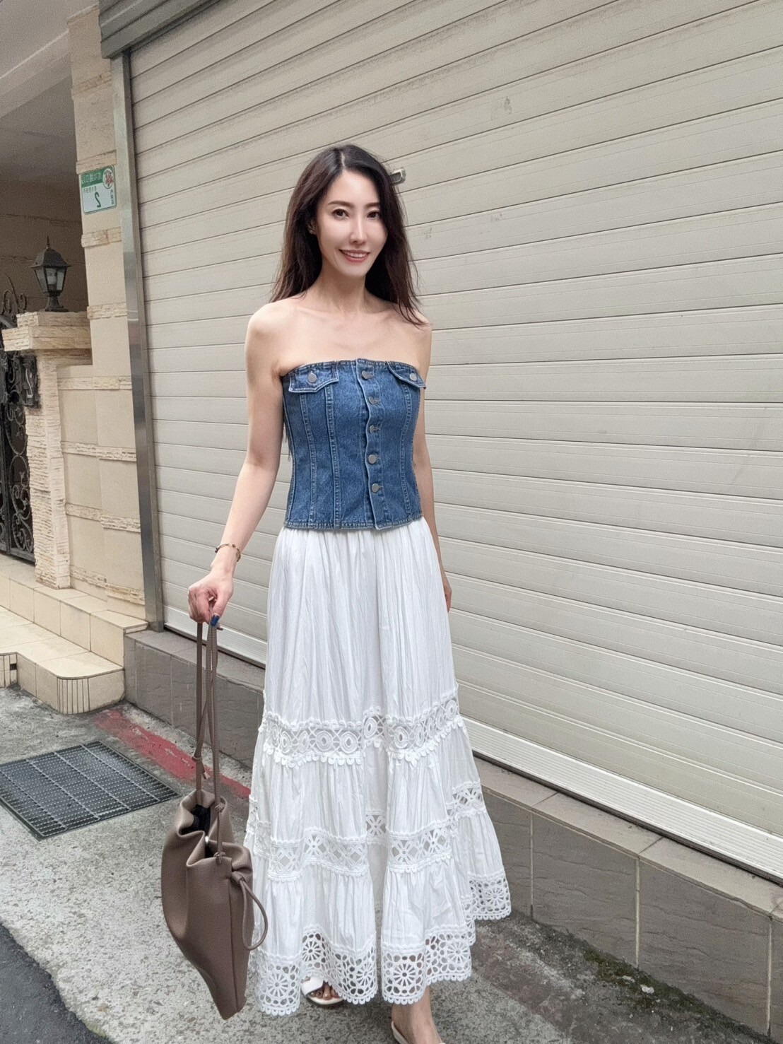 N04047 現貨-正韓設計師品牌一片式抹胸牛仔上衣