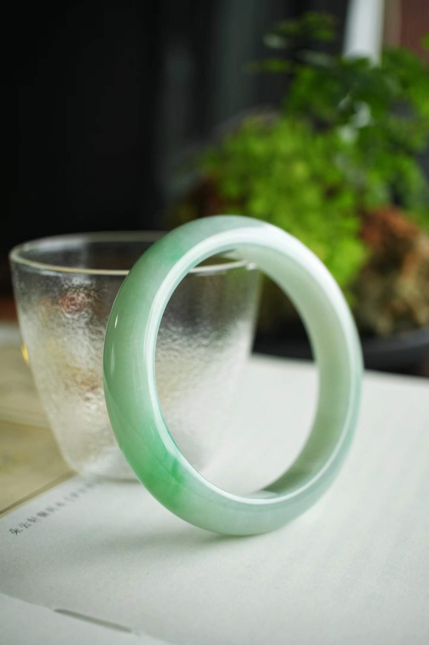 59880 56.7mm冰飄綠翡翠正圈手鐲 (56-58)