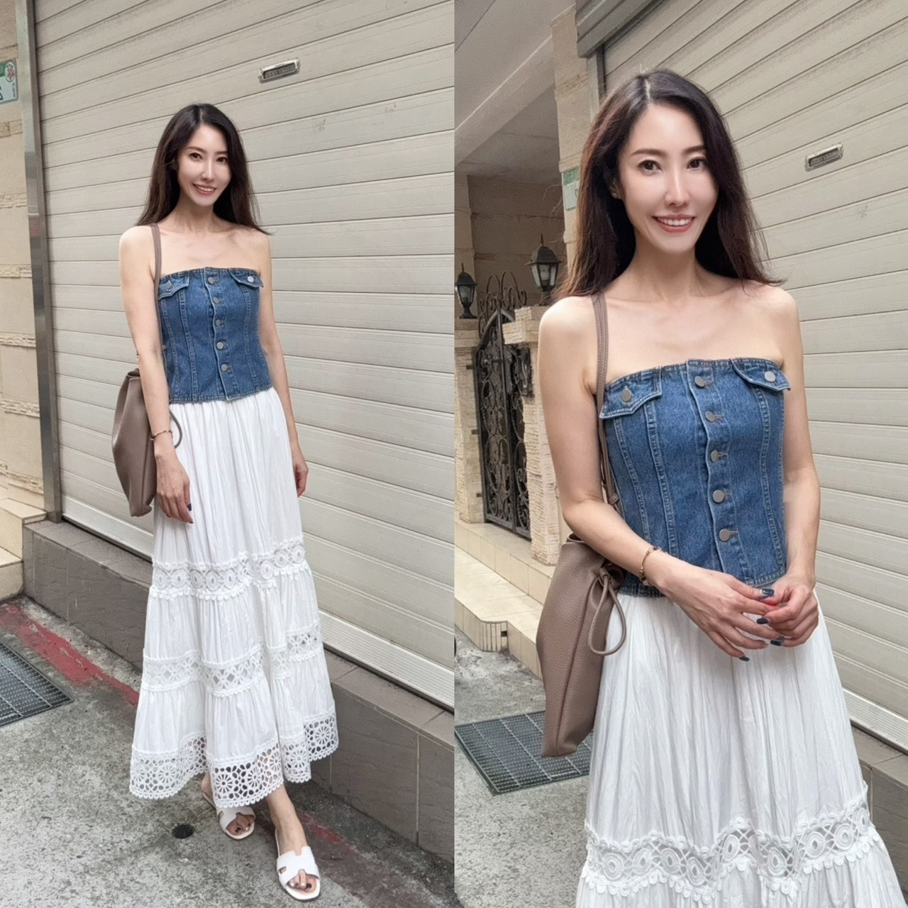 N04047 現貨-正韓設計師品牌一片式抹胸牛仔上衣