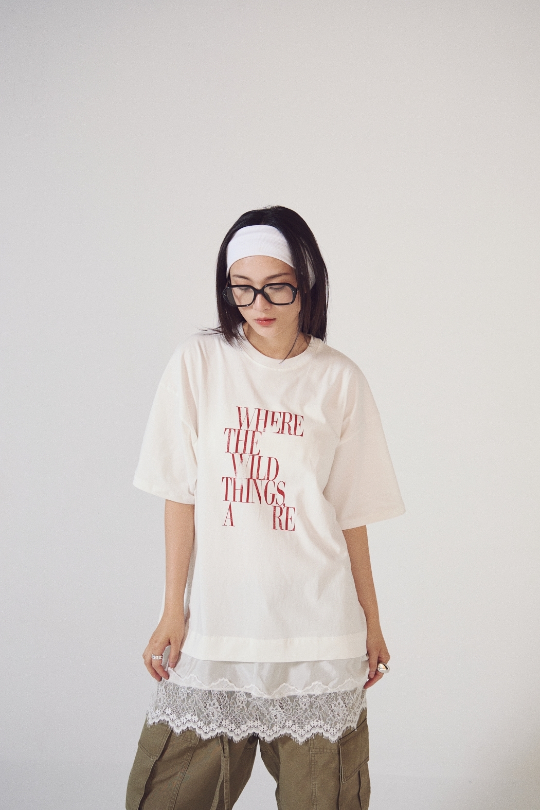 【瑕疵】蕾絲鑲邊長版短踢