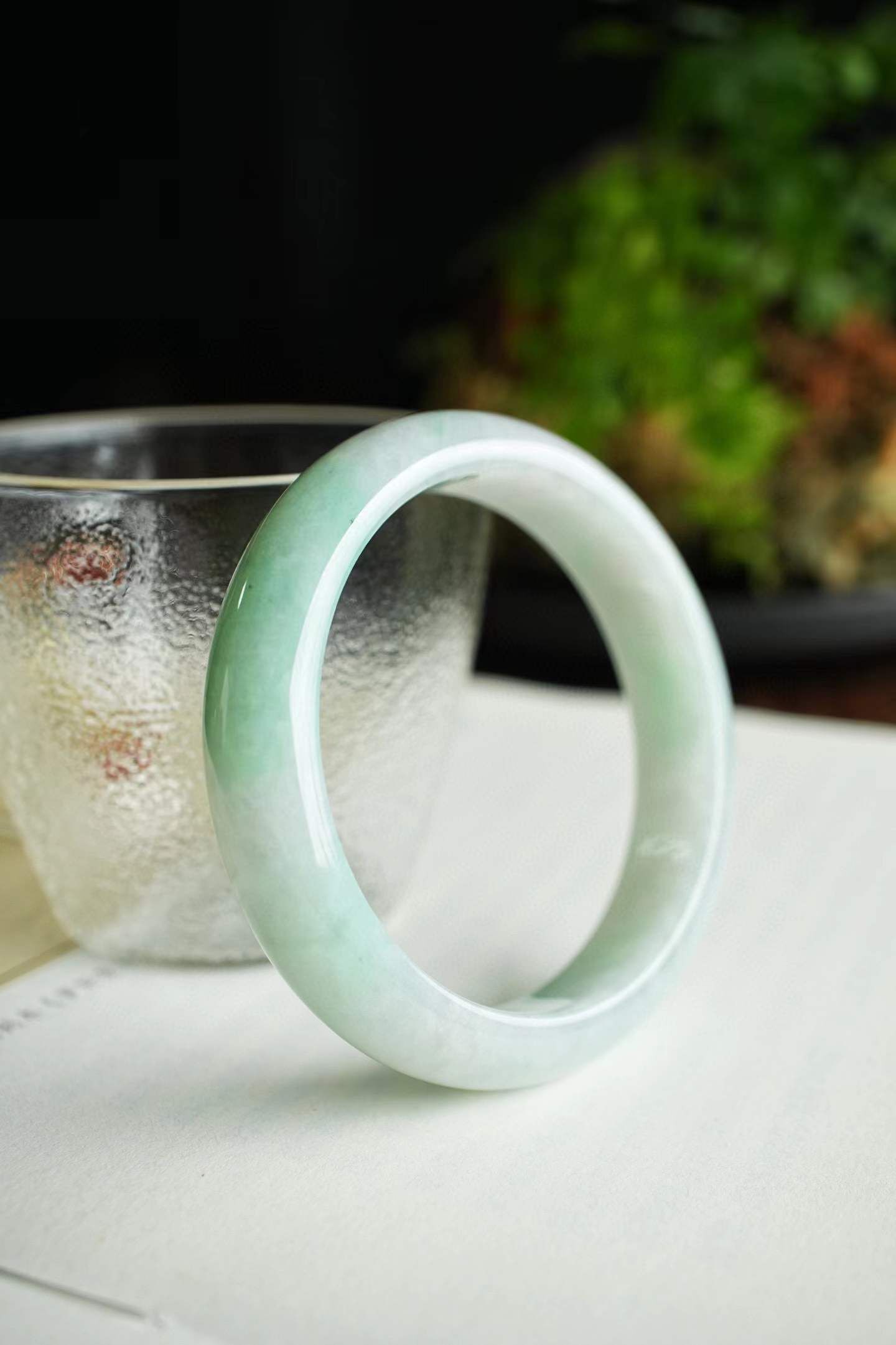 59881 53mm冰晴綠翡翠手鐲 (52-54)