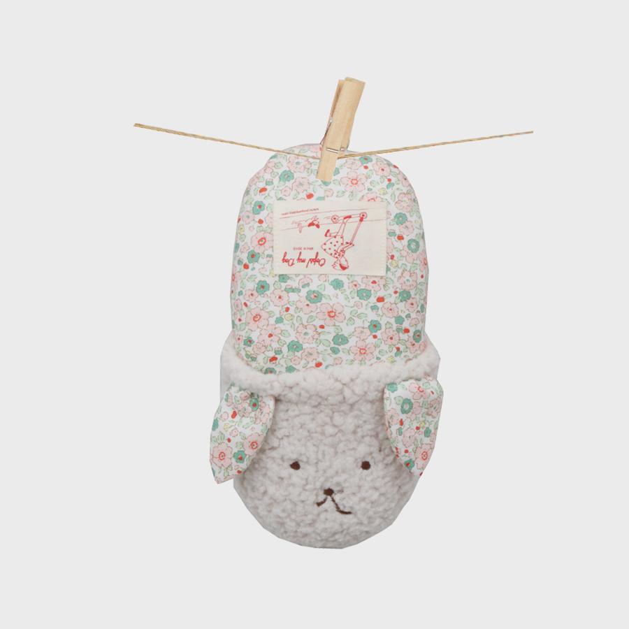 OOPS!｜ Bunny Slipper Toy  兔兔拖鞋玩具-粉花 可藏貓草或零食