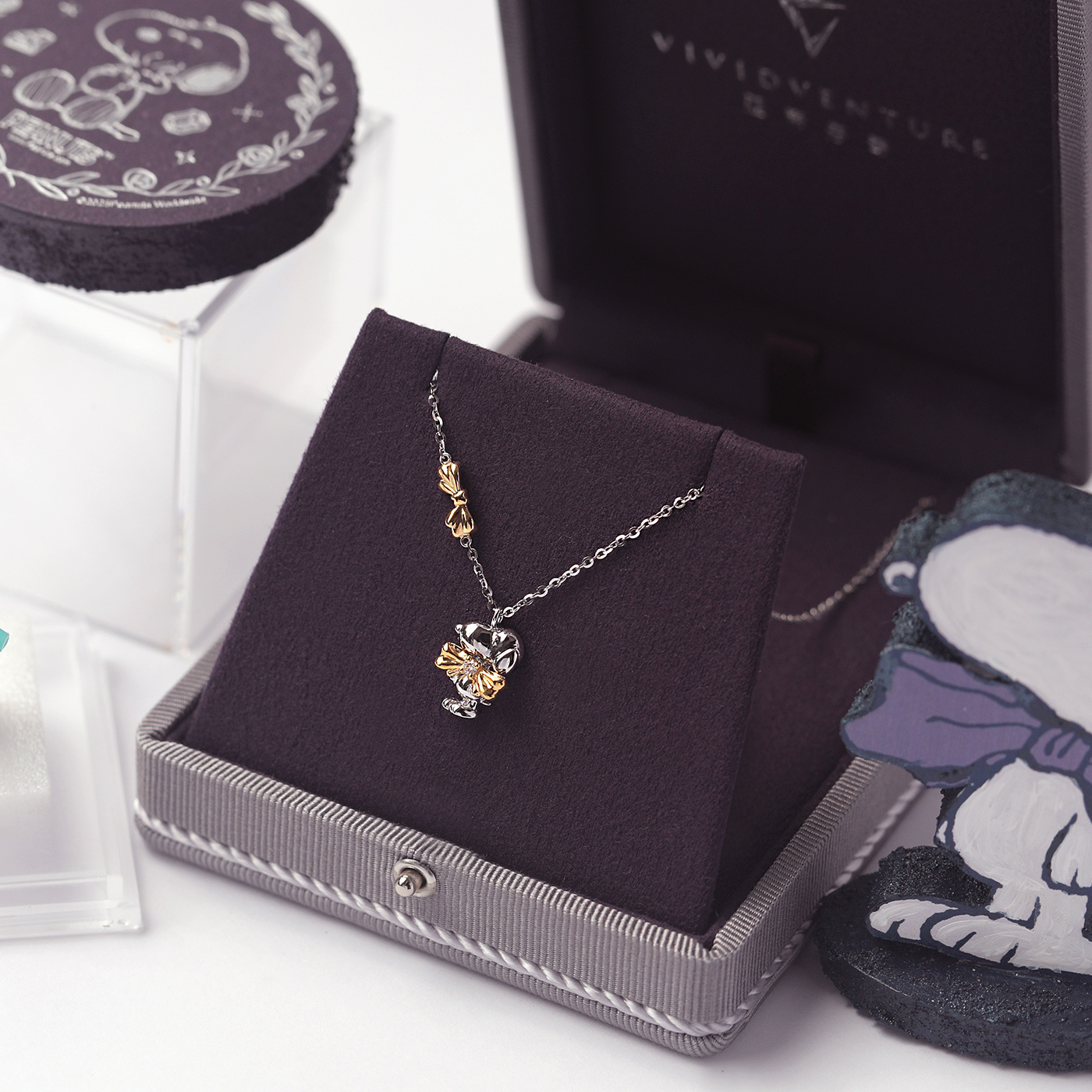 SNOOPY｜Peanuts蝴蝶結 — 3分鑽石項鍊