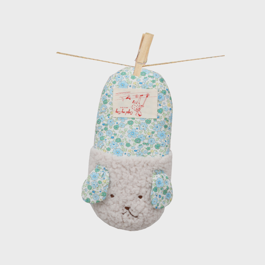 OOPS!｜ Bunny Slipper Toy  兔兔拖鞋玩具-藍花 可藏貓草或零食