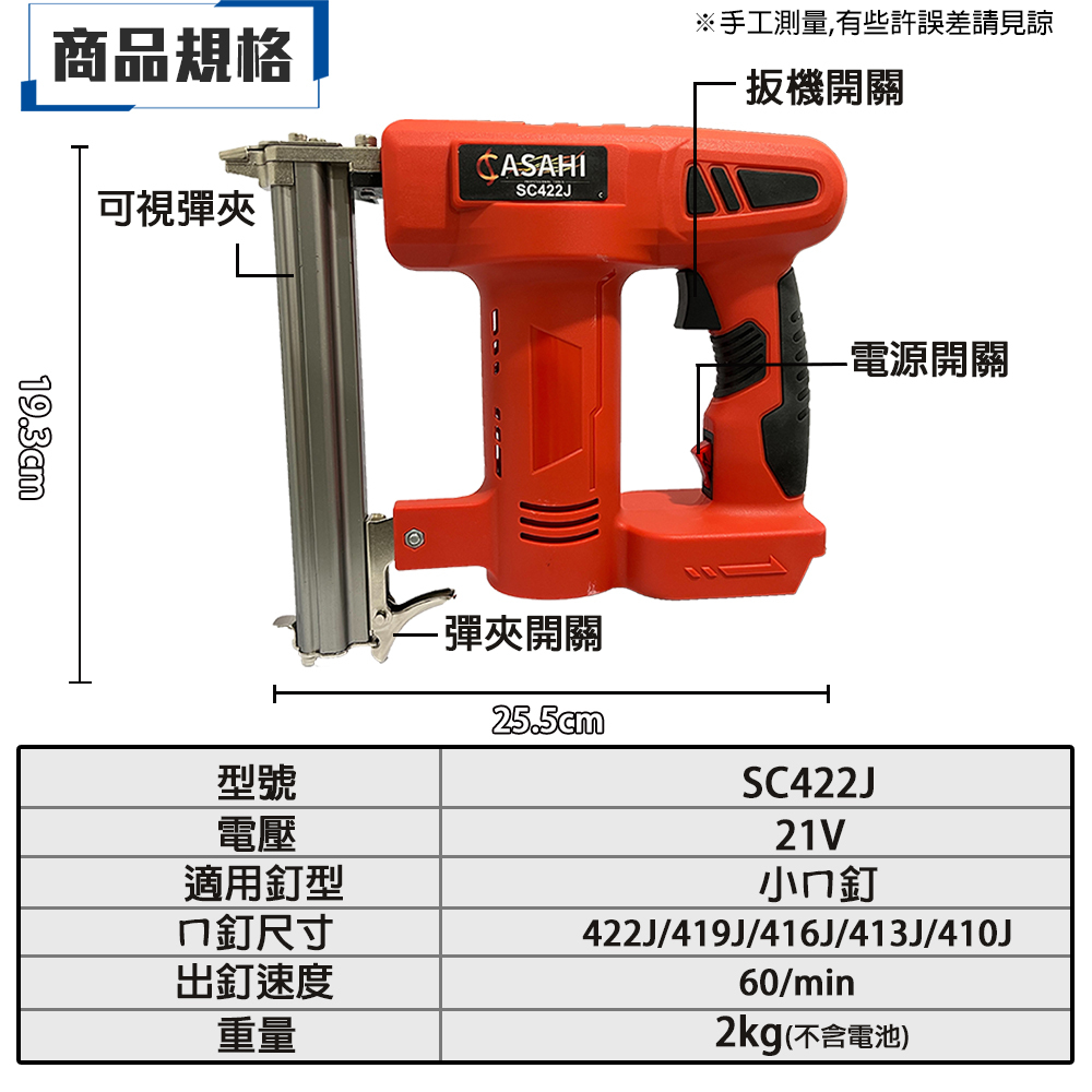 附發票｜SC422J 鋰電ㄇ釘槍｜ 通用牧田18V 木工槍 鋼釘槍 釘槍針 打釘 遇缺出SC422-30