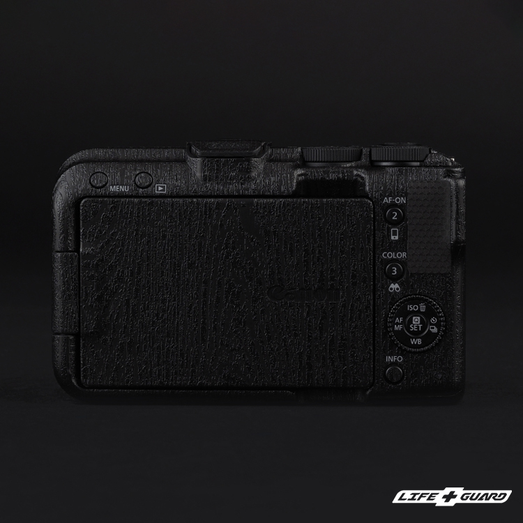 LIFE+GUARD 相機貼膜背面示意，專業開版適用於Canon EOS R50V