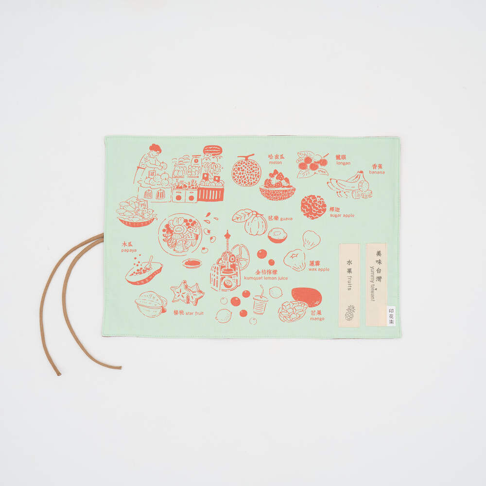 Table Mat (Spoon and Chopsticks including)/Fruit/Orange & Melon Green