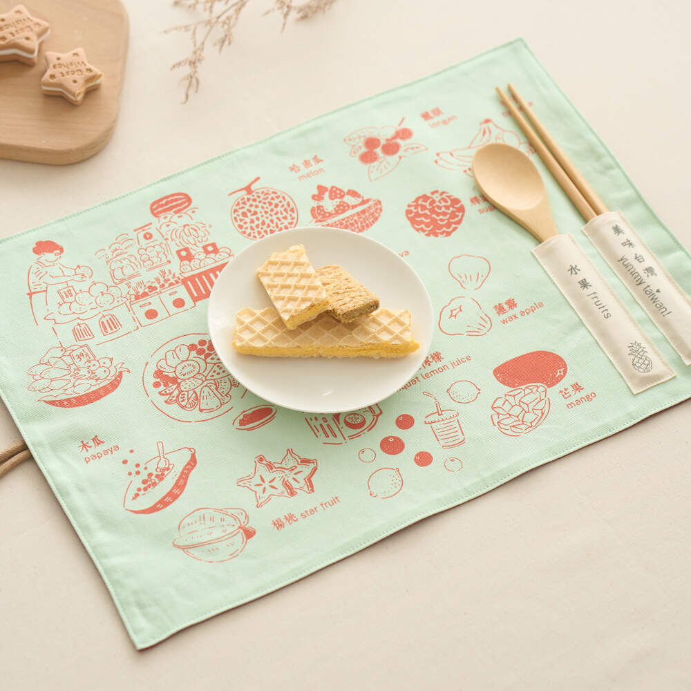Table Mat (Spoon and Chopsticks including)/Fruit/Orange & Melon Green