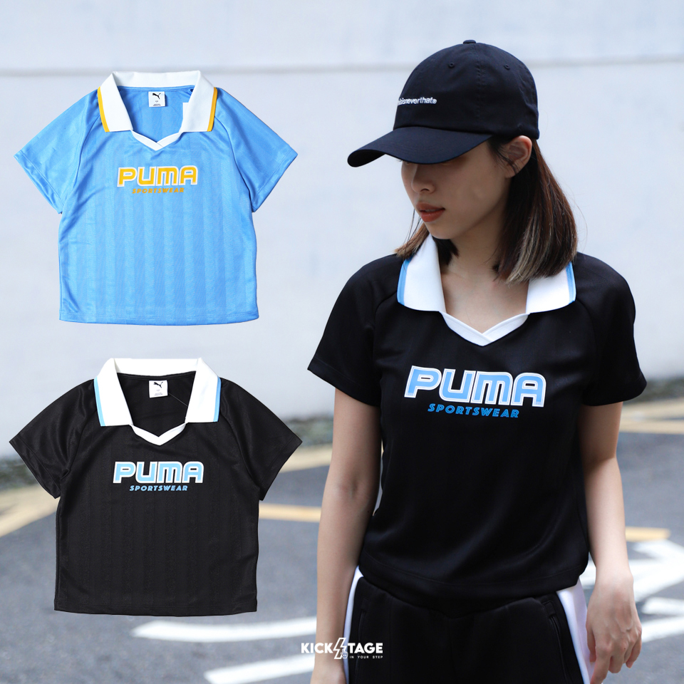 女款 PUMA BTG POLO W 黑 藍 Polo衫 短版 王淨同款 足球 透氣 運動 休閒 短TEE【631726】