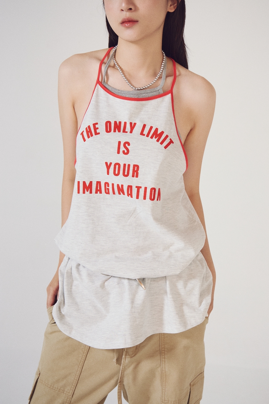 美式滾邊掛脖背心