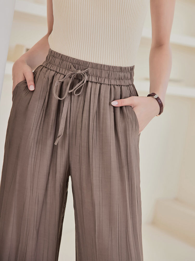 OH！HER 質感涼涼抽繩闊腿褲