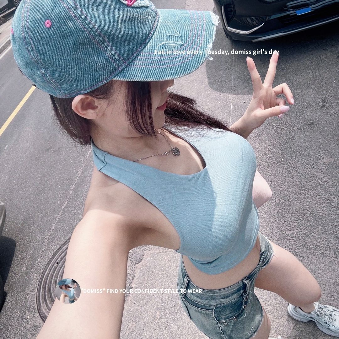 【DOMISS自訂】辣感回頭率｜綁帶掛脖露背背心-2色 (現貨)