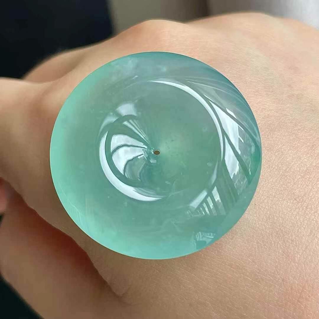 翡翠冰種晴水平安扣吊墜 (30.3mm直徑),天然翡翠A玉, 緬甸玉, Jade, Jadeite