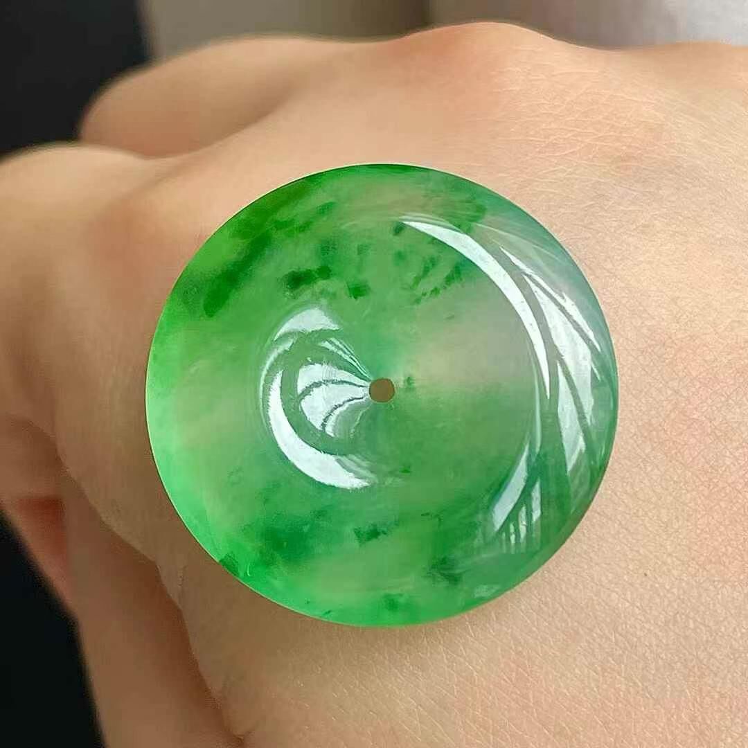 595573 翡翠冰陽綠平安扣吊墜 (25.2mm直徑)