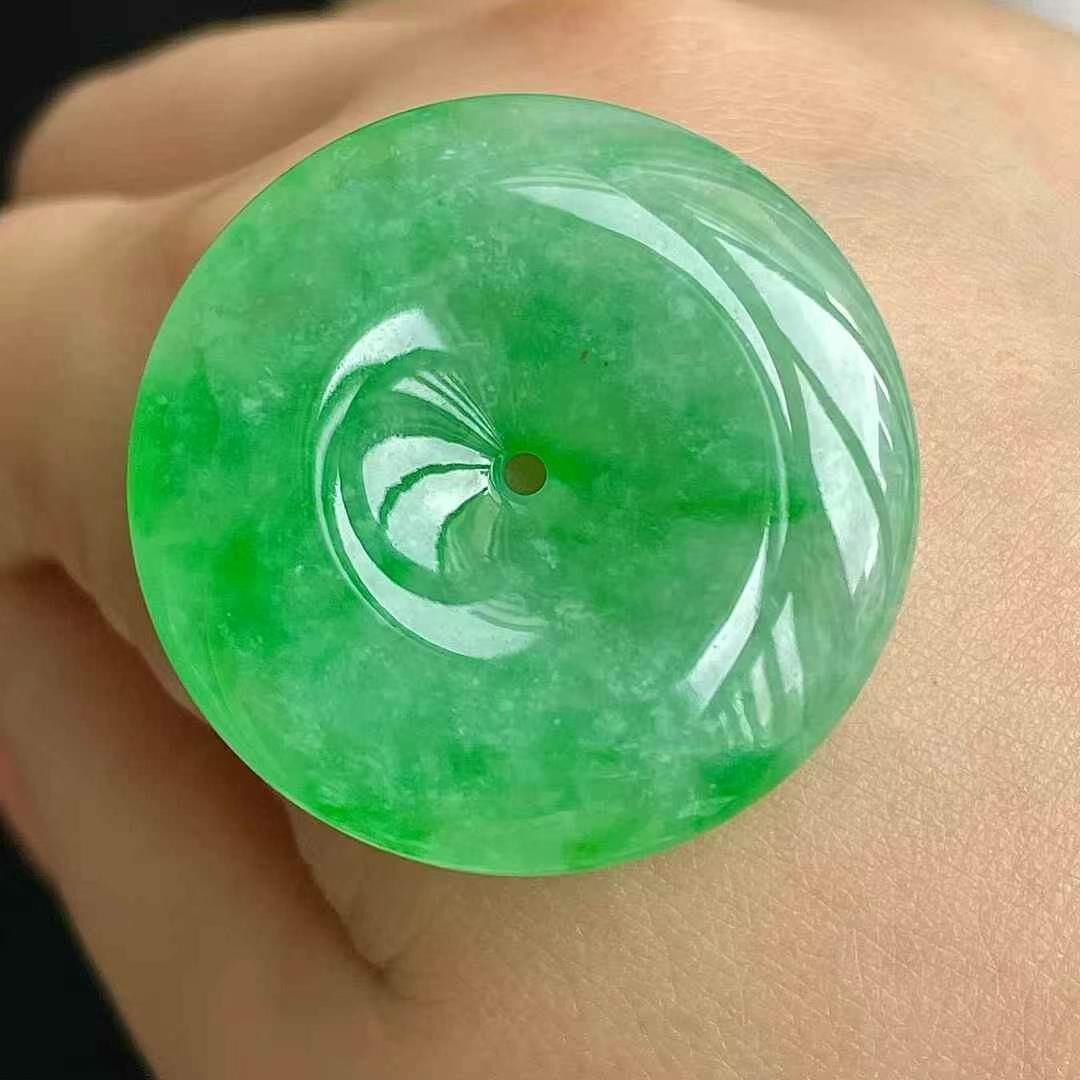 595574 翡翠冰陽綠平安扣吊墜 (30.7mm直徑)