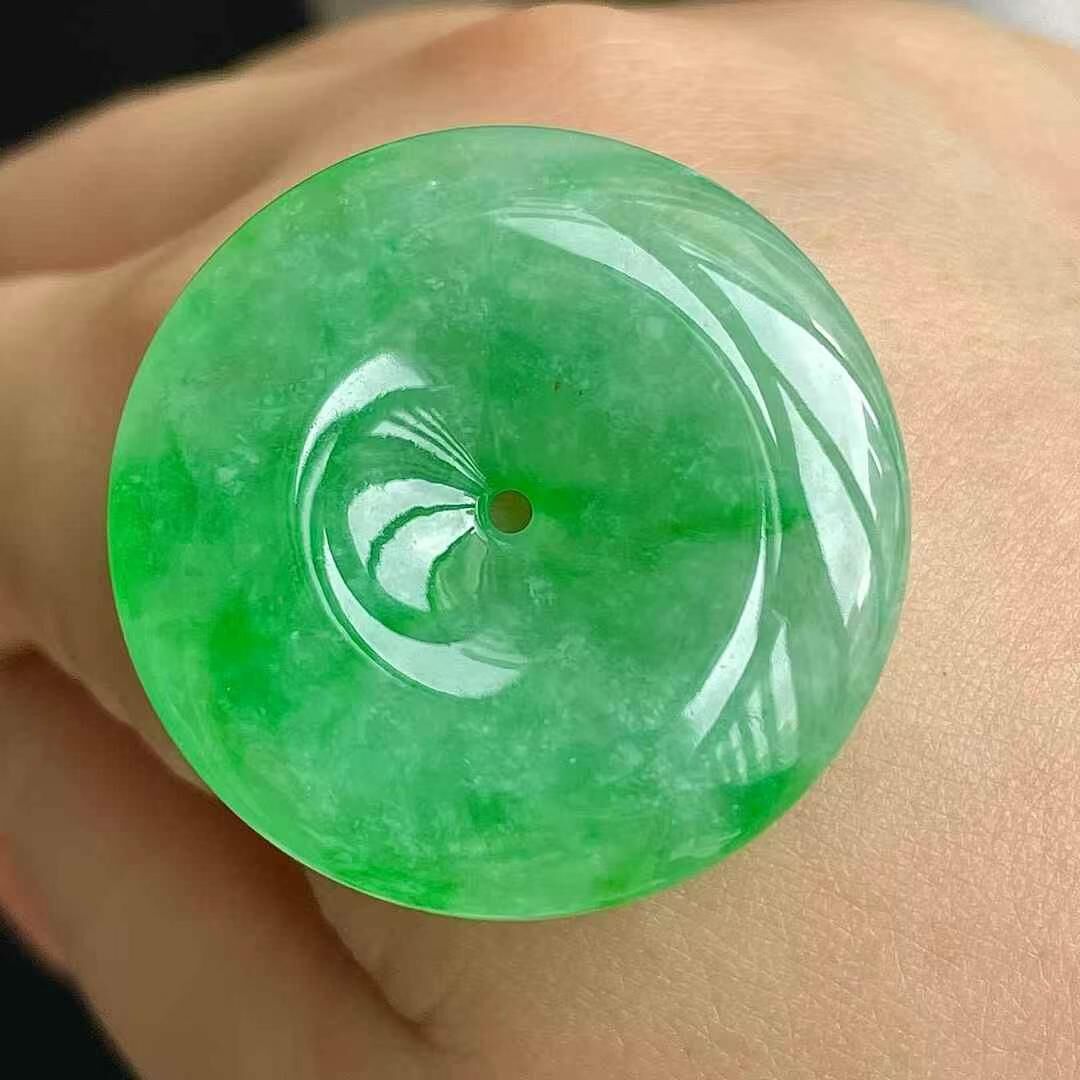 595574 翡翠冰陽綠平安扣吊墜 (30.7mm直徑)