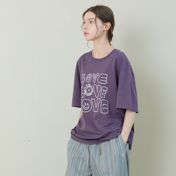 韓國 ooowl 塗鴉文字踢 LOVE LOVE LOVE 紫
