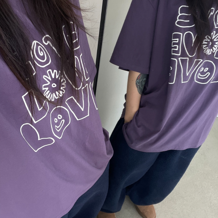 韓國 ooowl 塗鴉文字踢 LOVE LOVE LOVE 紫