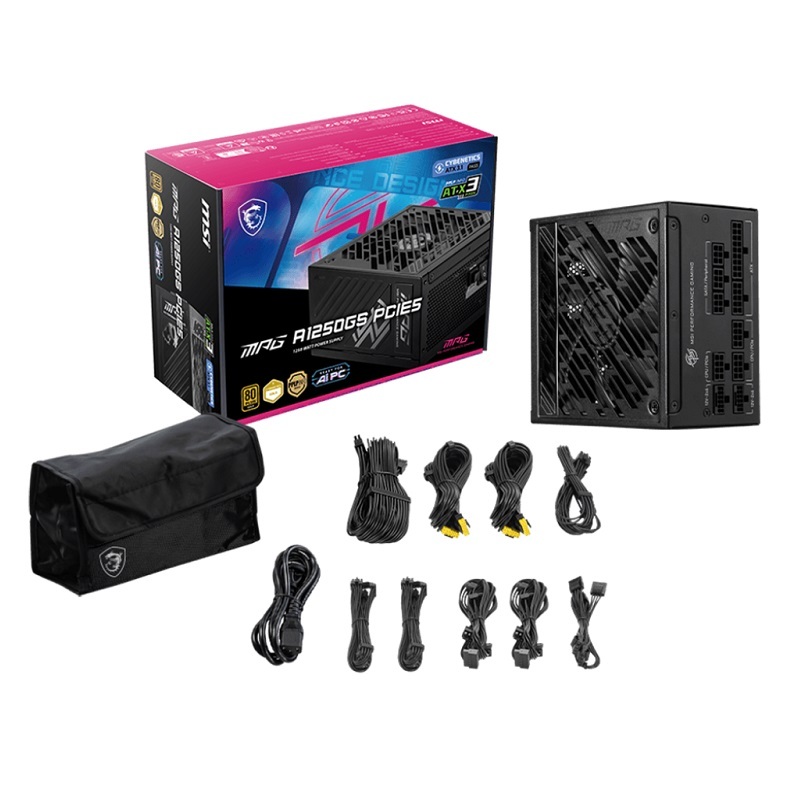 米特3C數位–MSI 微星 MPG A1250GS PCIE5 80 PLUS 金牌認證 電源供應器