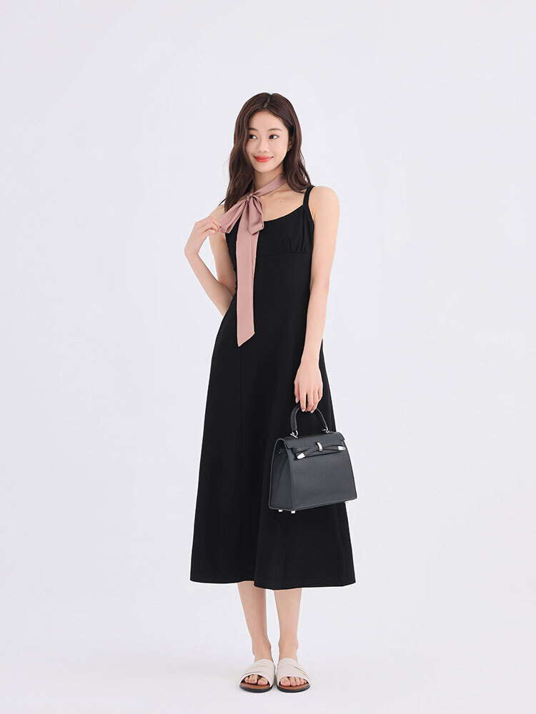 SALE800 氣質收腰吊帶針織長洋裝