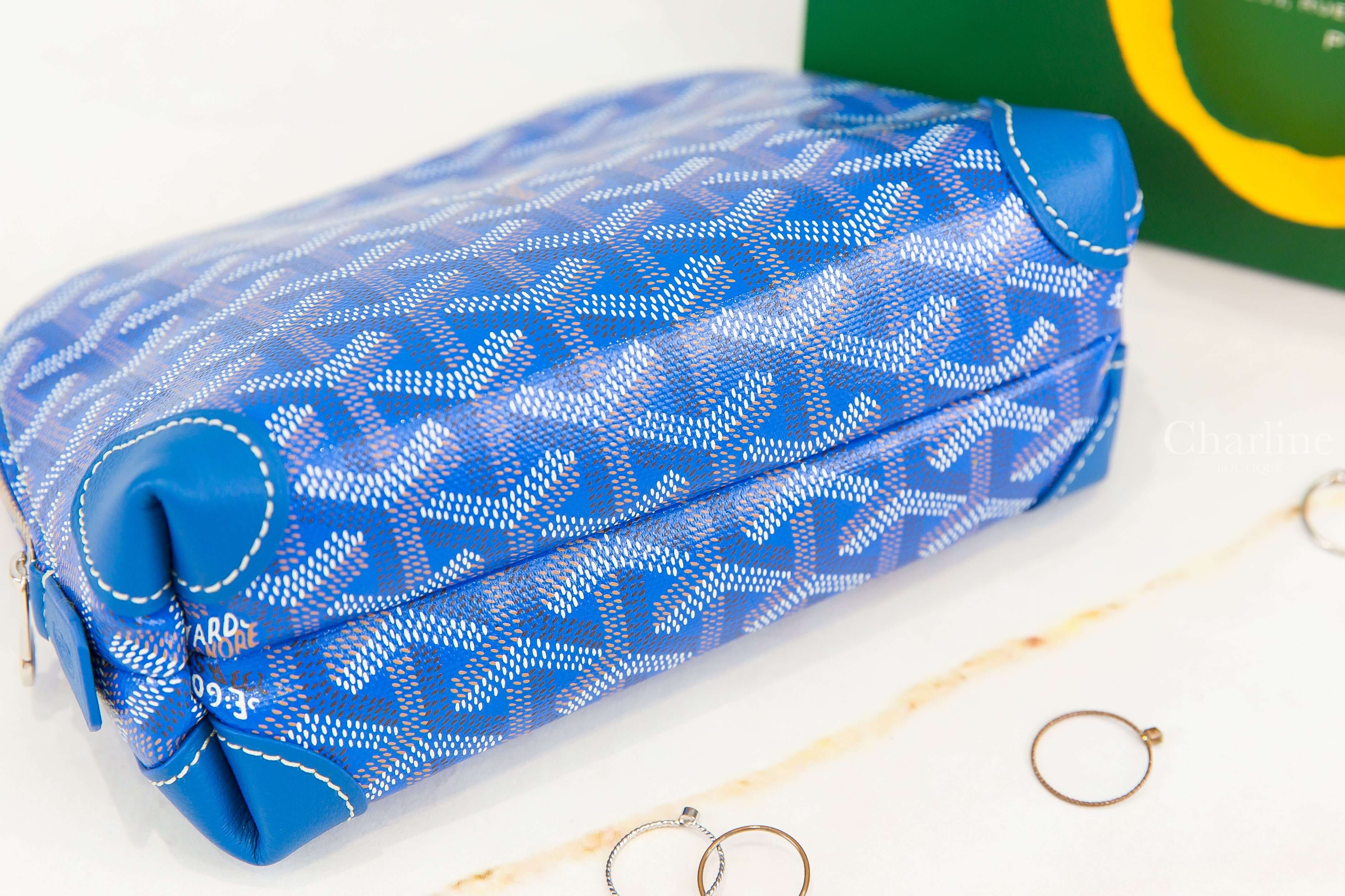 Goyard Vendôme Cosmetic Pouch 天空藍帆布小牛皮拉鍊化妝包-Charline Boutique 精品代購