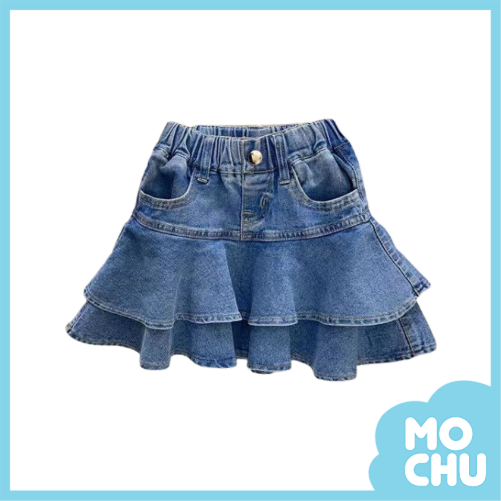 雙層波浪牛仔短裙