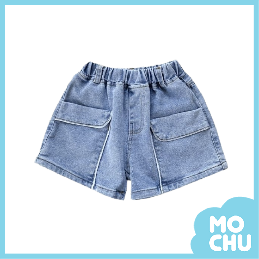 白邊大口袋牛仔短褲