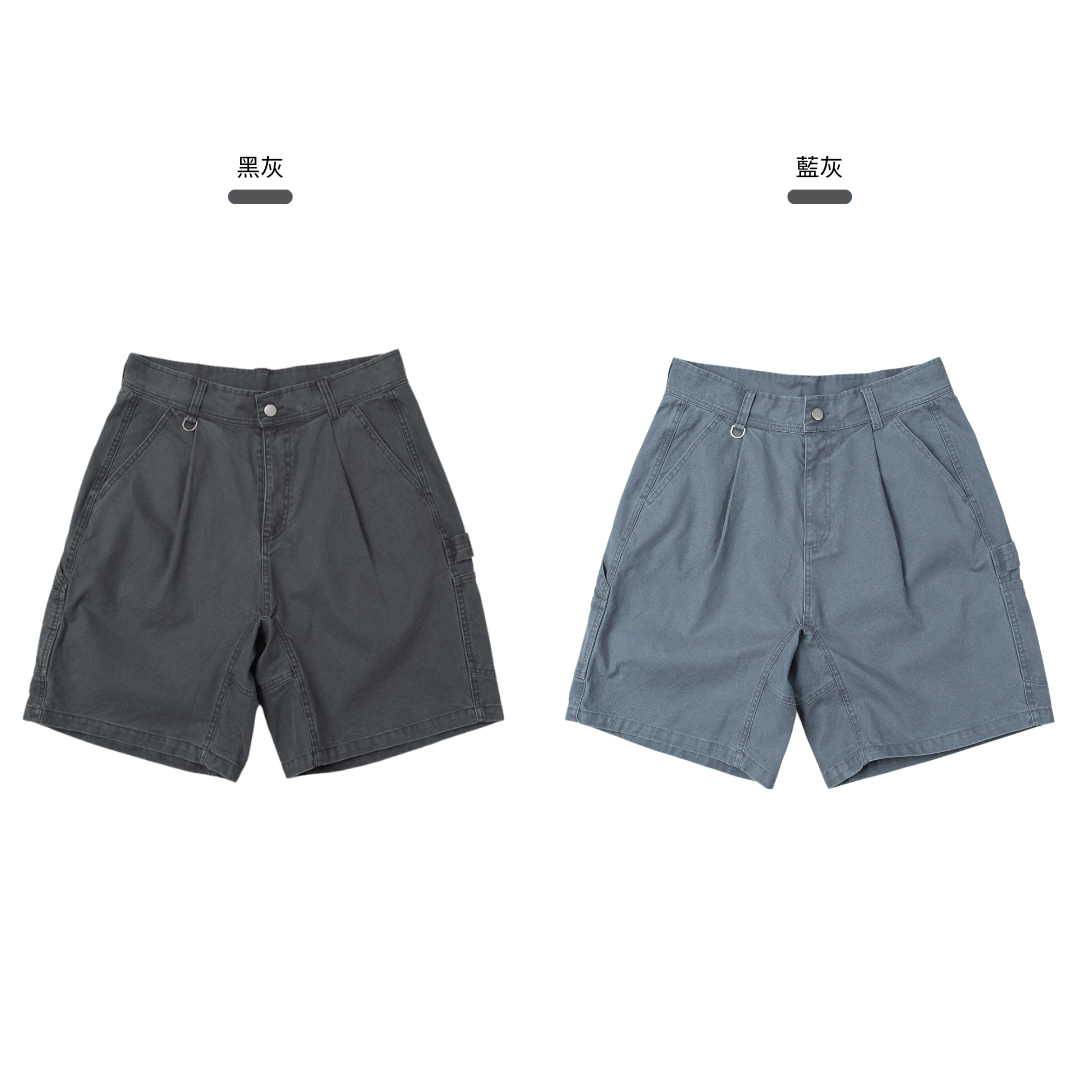 SALE- WIRE 重磅 畫家 工作 短褲 寬鬆版型 水洗仿舊 男生短褲【 FUZY 】- P202538