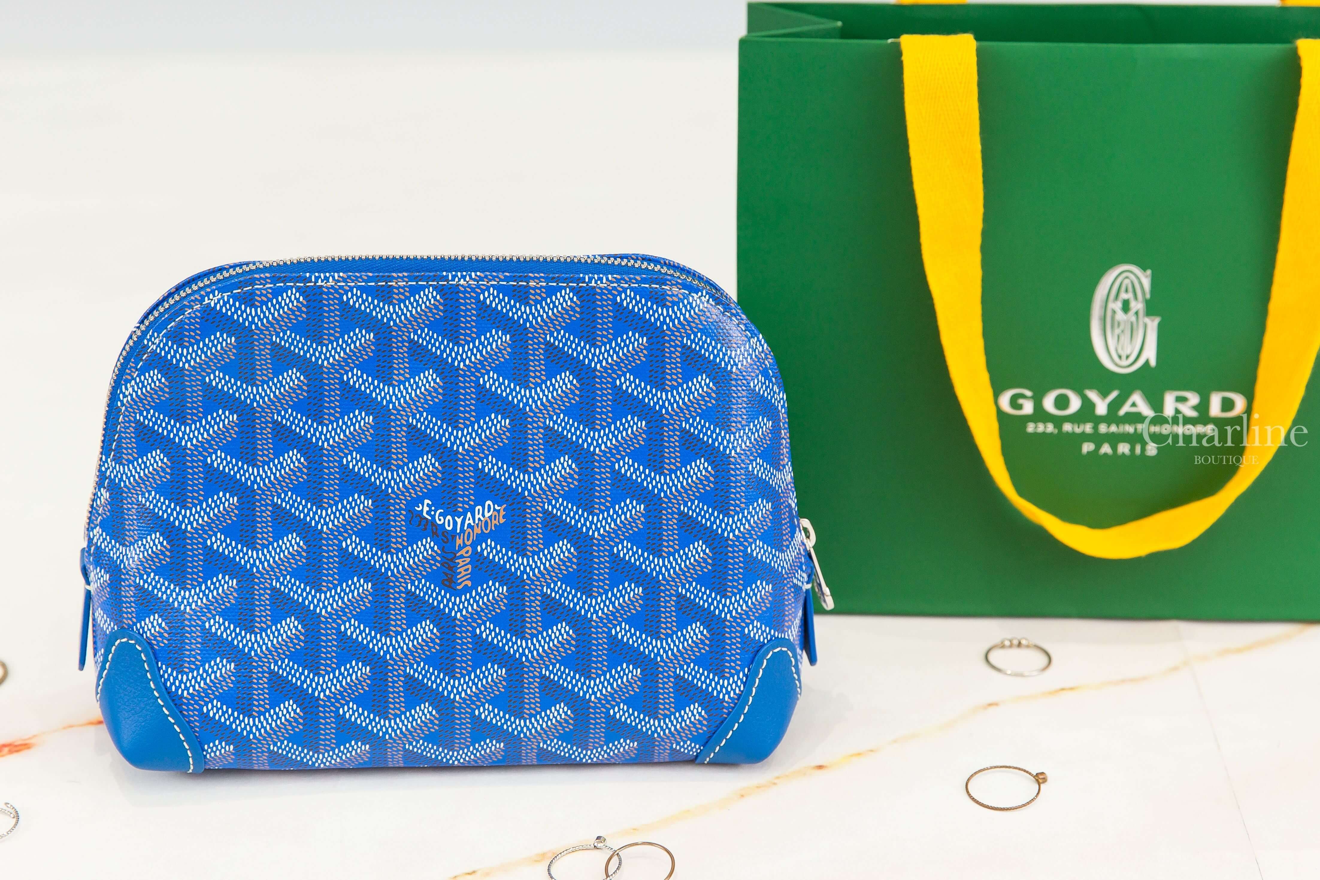 Goyard Vendôme Cosmetic Pouch 天空藍帆布小牛皮拉鍊化妝包-Charline Boutique 精品代購