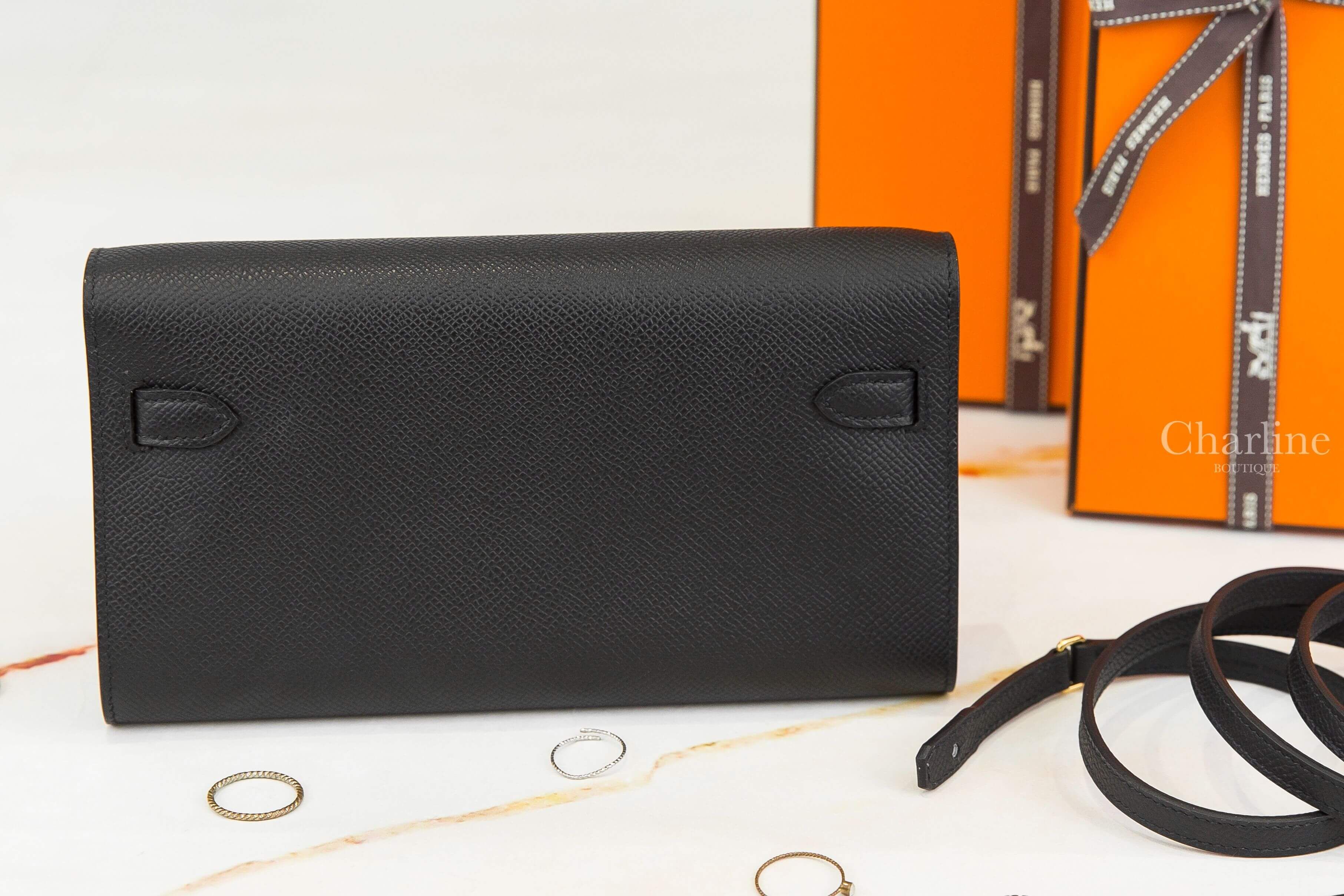Hermès Kelly Classique To Go Wallet 89 Noir Epsom 黑色金釦凱莉肩背包-Charline Boutique 精品代購