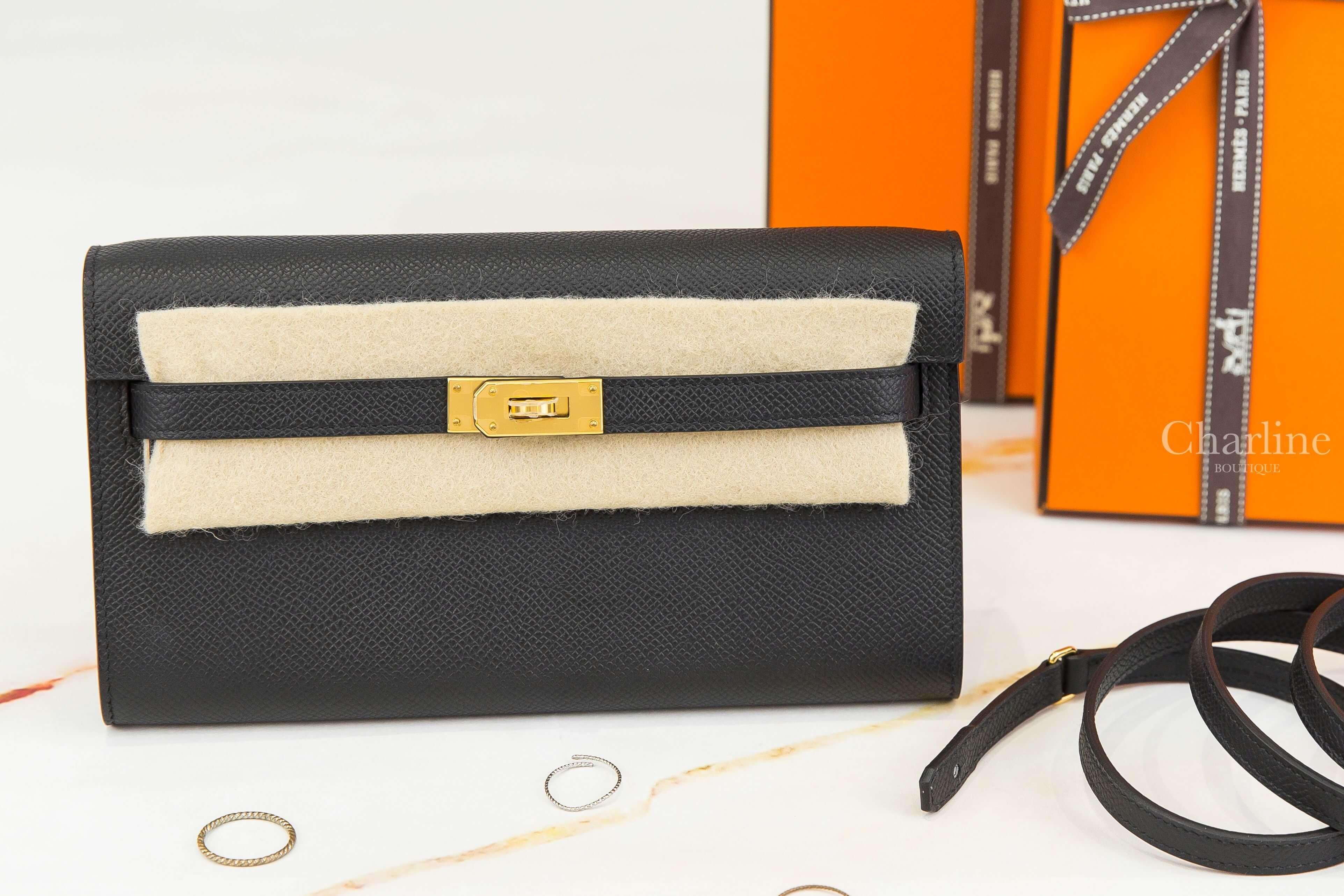 Hermès Kelly Classique To Go Wallet 89 Noir Epsom 黑色金釦凱莉肩背包-Charline Boutique 精品代購