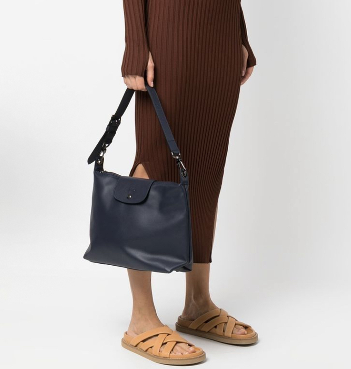 LONGCHAMP Le Pliage Xtra 32 牛皮 單肩手提袋 海軍藍色