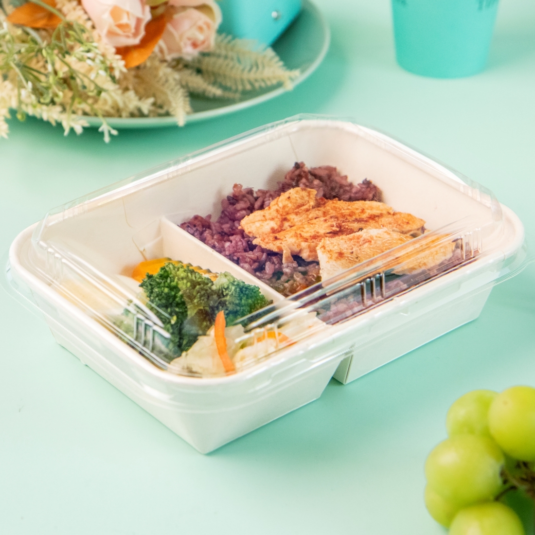 OPS透明捲邊紙餐盒蓋