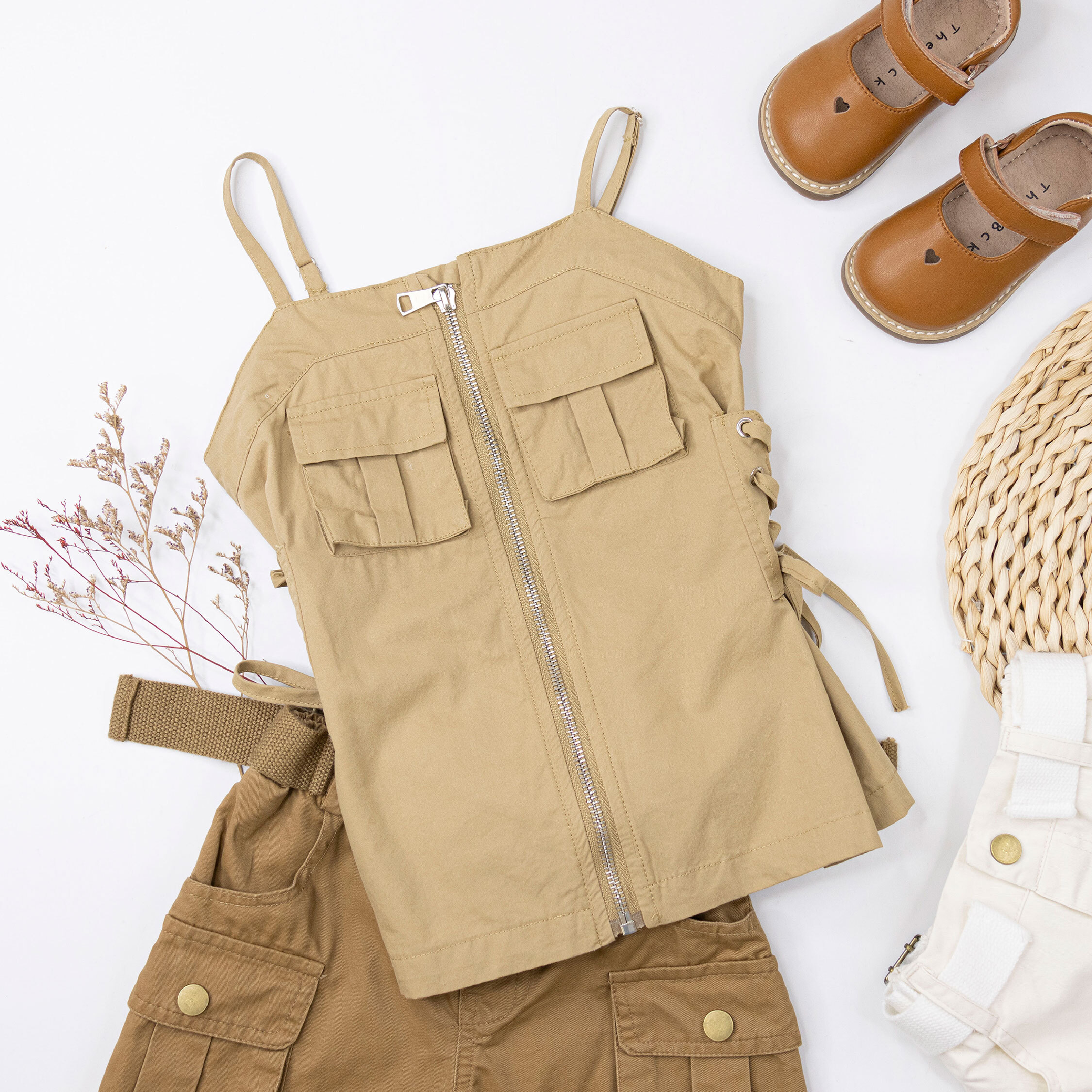 個性側綁帶設計細肩連身裙 (H50400)