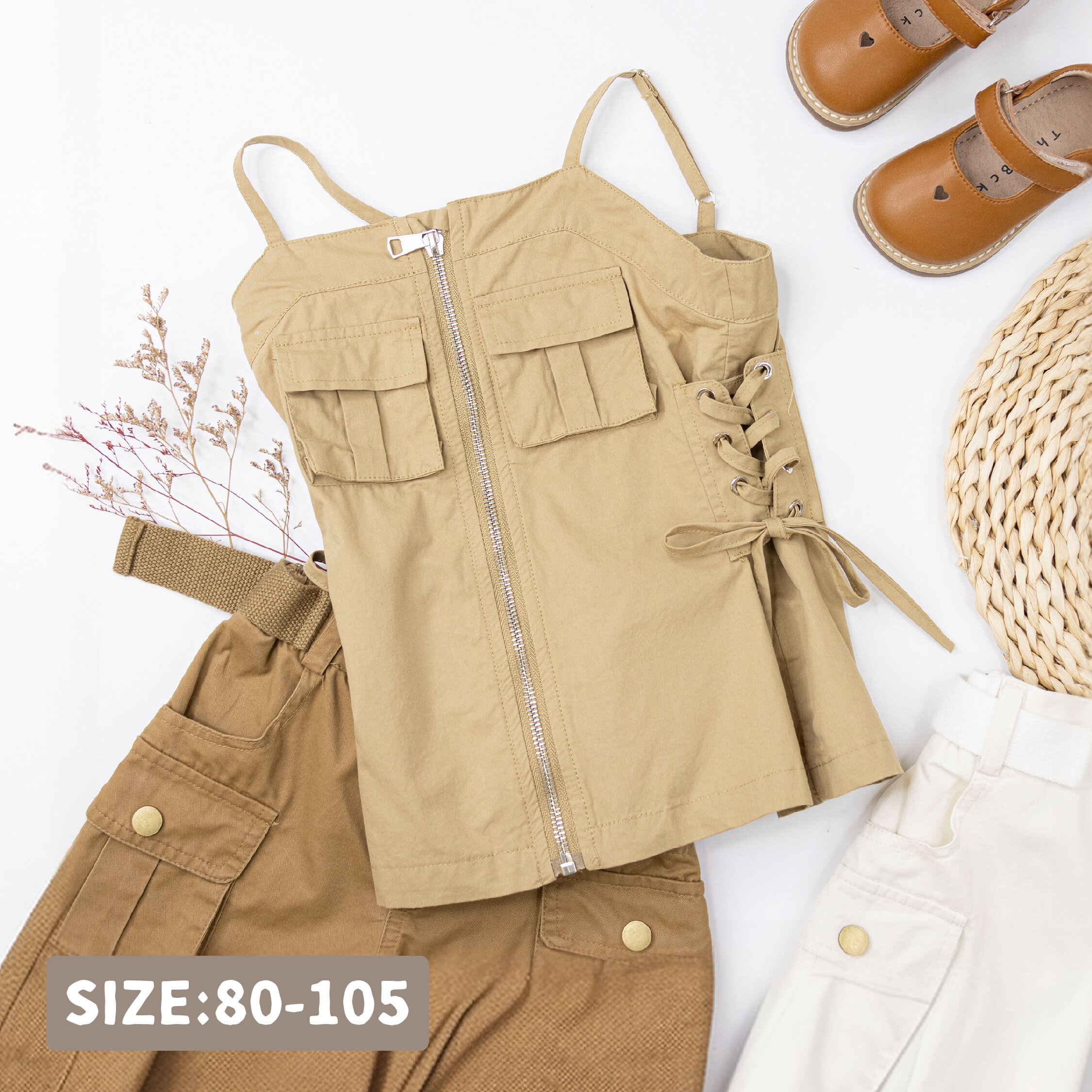 個性側綁帶設計細肩連身裙 (H50400)