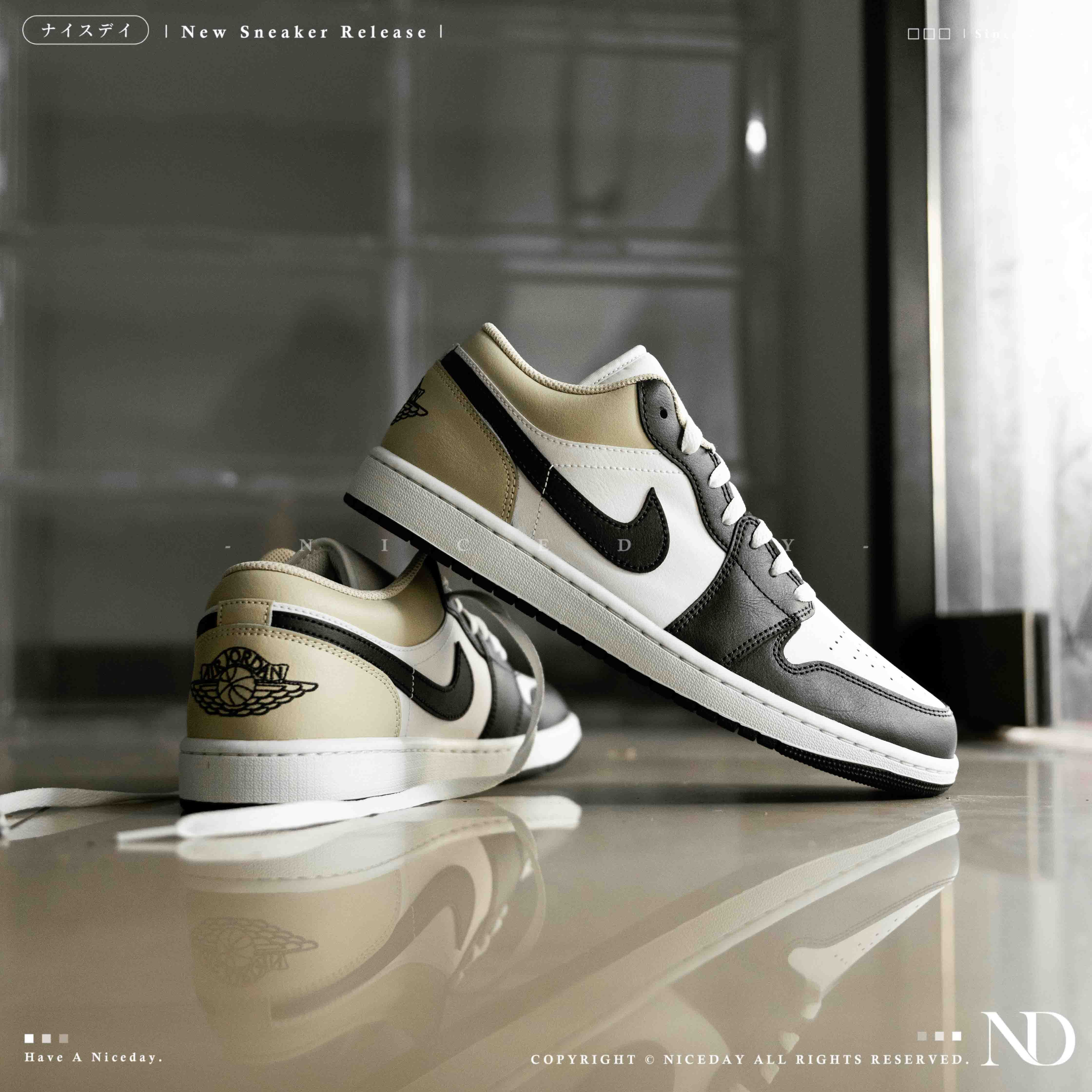 NICEDAY 現貨 Air Jordan 1 Low 奶茶色 淺棕 卡其 黑腳趾 男鞋 女鞋 大童 553558-153
