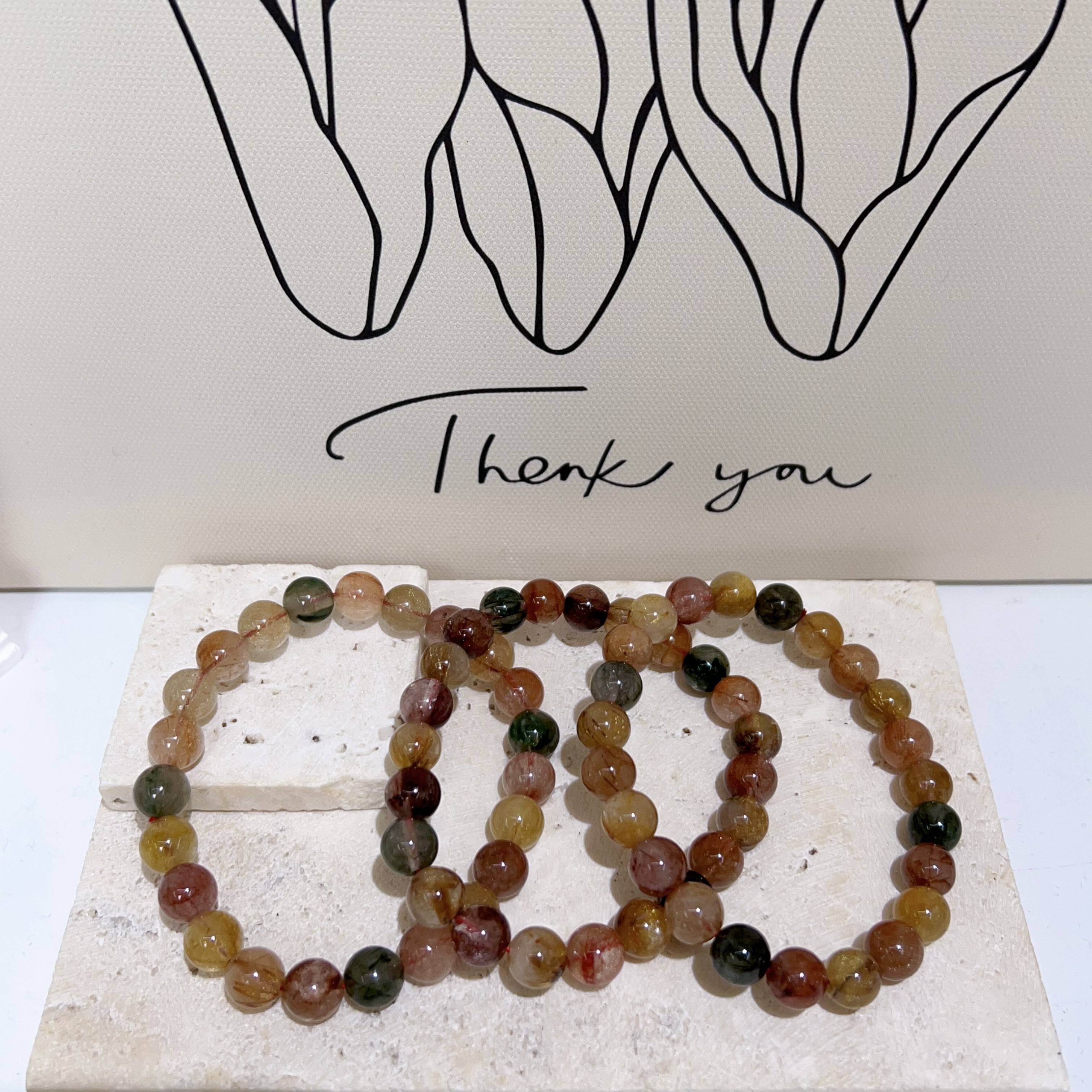 老礦彩髮晶手串