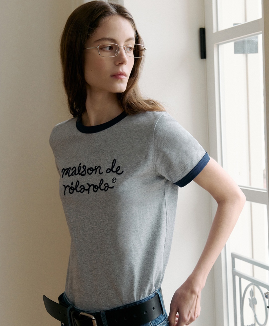 MAISON DE ROLA RINGER T-SHIRT GY+NV