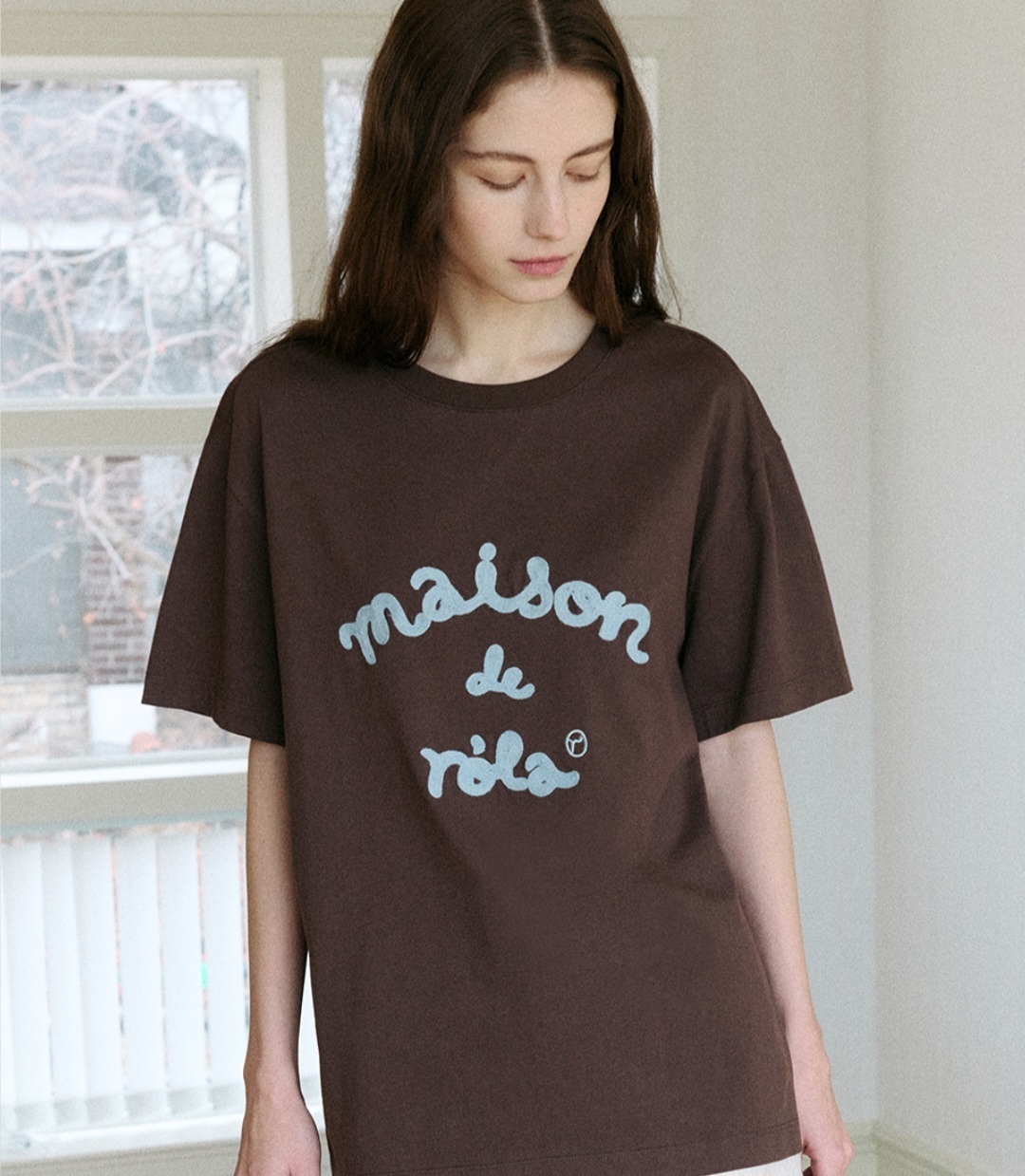 MAISON DE ROLA EMBROIDERY LOOSE FIT T-SHIRT BROWN